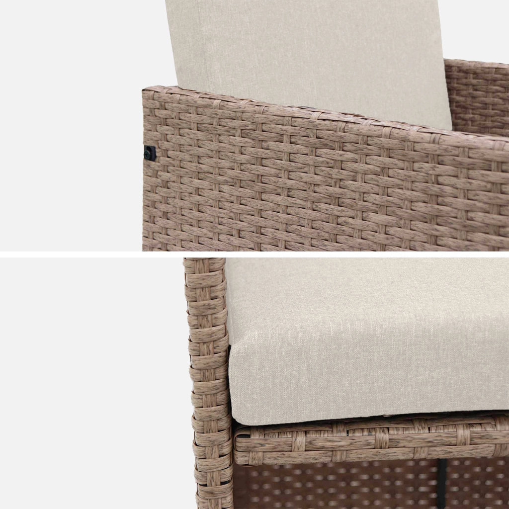 Set tavolo da giardino in resina intrecciata con 6-10 posti, beige