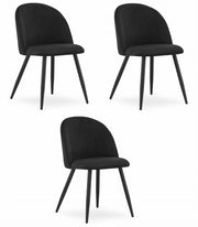 Valora Bello Chair Black Velvet Metal Legs Set di 3