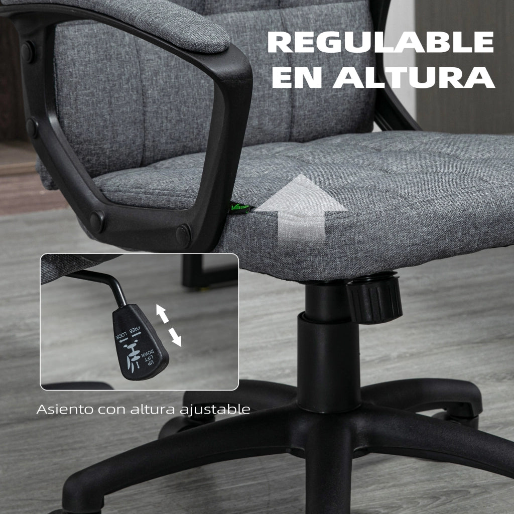 Sedia da ufficio girevole con braccioli e altezza regolabile ¨C zephmum ¨C grigio scuro 59x63x96-105,5 cm