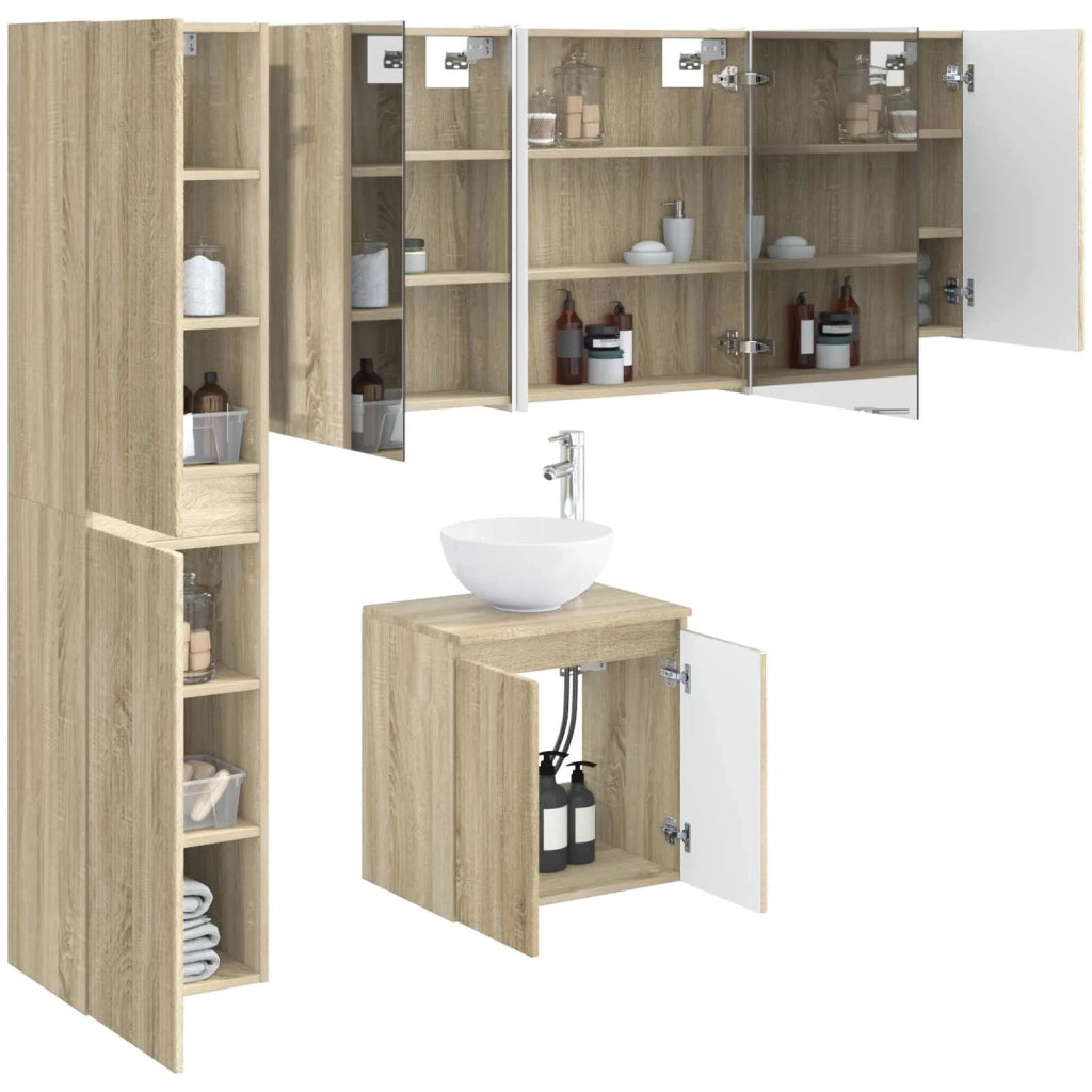Set di Armadi da Bagno 5 pcs Rovere Sonoma 53 x 15,5 x 70 cm 3407305