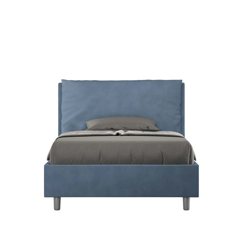 Letto imbottito Piazza e mezzo 120x200 cm Large - Con rete,Microfibra,Blu