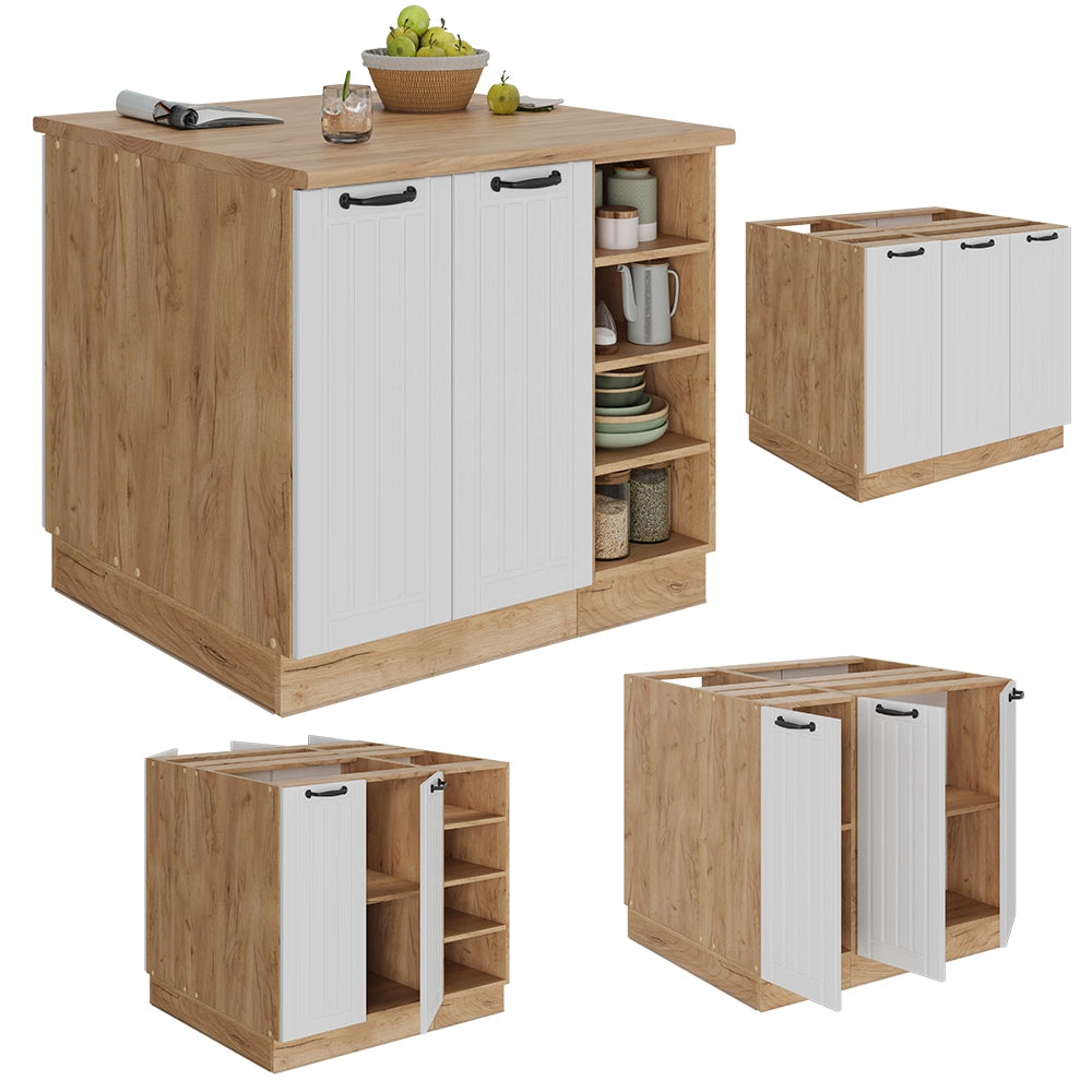 Vicco isola cucina Bianco casa di campagna 90 cm con cassetto, senza piano di lavoro