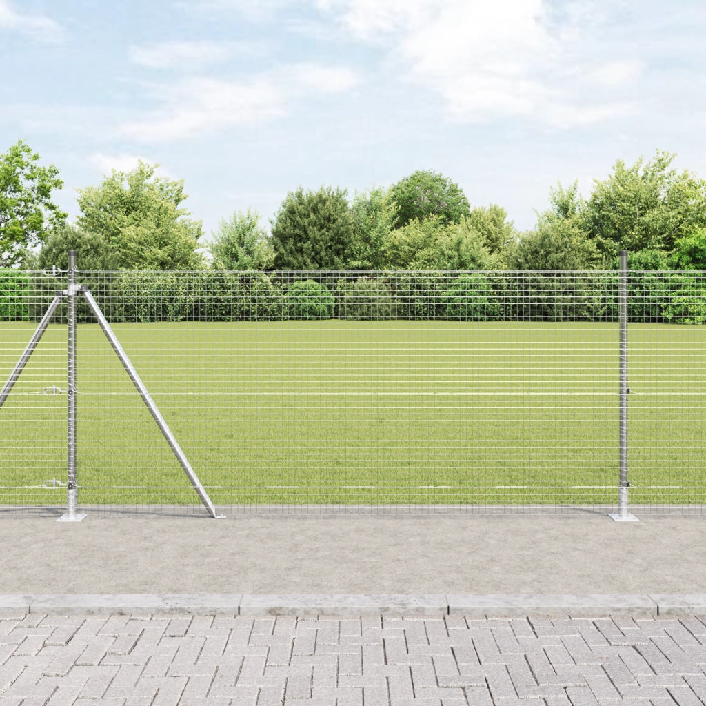 Set di pali di recinzione 25 m Set di 2 Argento zincato