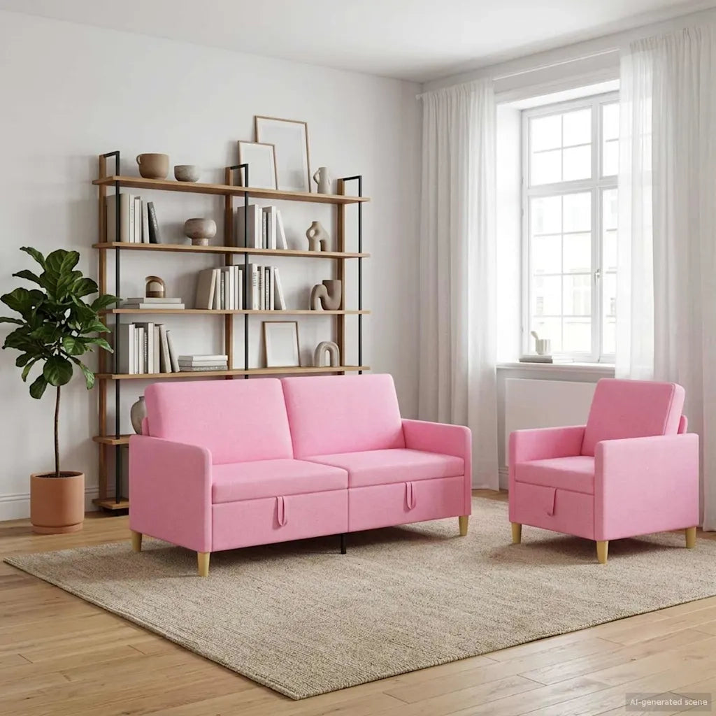 Set di Divani con Storage 2 pcs Rosa Poliestere 3429216
