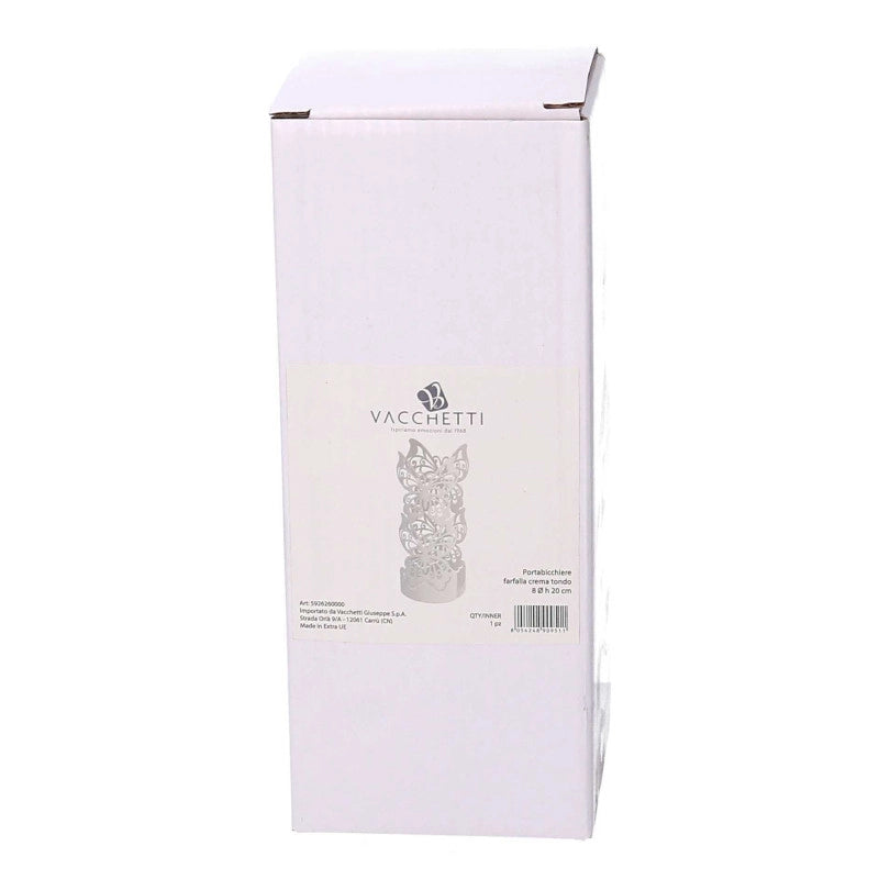 Portabicchiere metallo farfalla crema tondo cm ø8h13.5