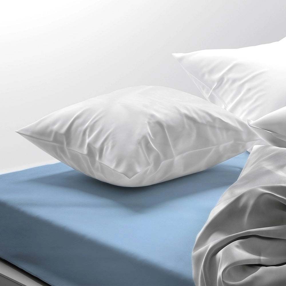 Lenzuolo letto sotto con angoli 100% puro cotone Made in Italy tinta unita Azzurro - 1 Piazza e mezza