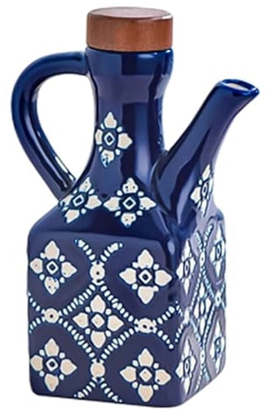 Dispensatore di olio d'oliva ceramico 8,5 oz (ca. 241,0 g) – Decanter per la cucina con maniglia e tappo, set di dispensa decorativo per olio e aceto, contenitore di olio d'oliva, adatto per olive, avocado, aceto e altri prodotti.