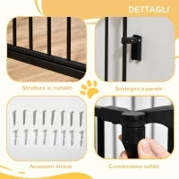 Cancellino per Cani Taglia Piccola e Media Pieghevole a 3 Pannelli, 180x3x74.5 cm, Nero