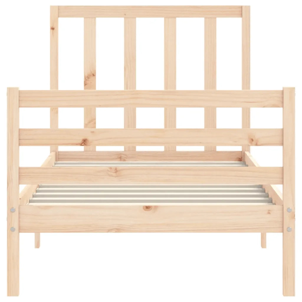 Giroletto con Testiera Single-Struttura Letto in Legno Massello 406385