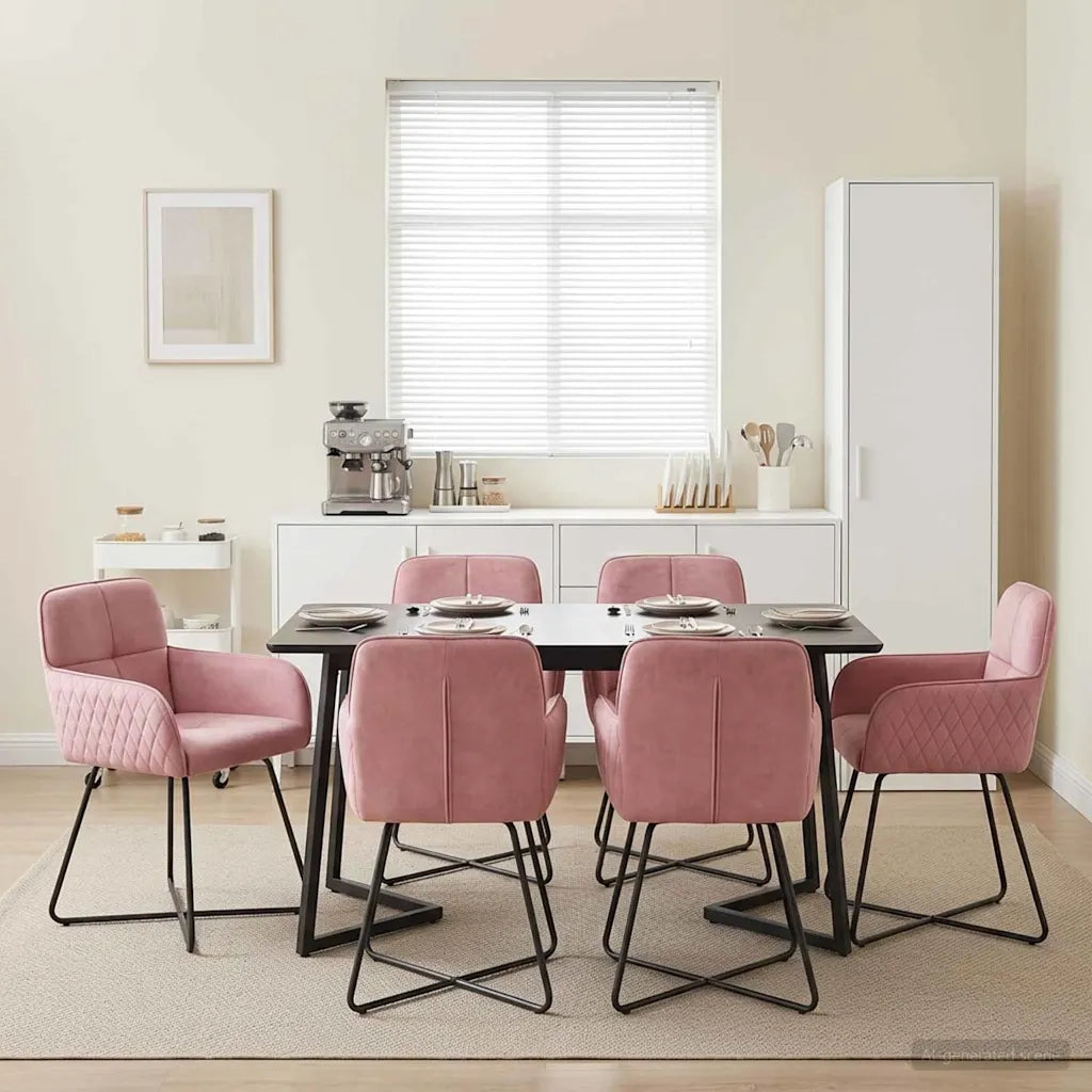 Sedie da pranzo 6 pcs Velluto (V) Rosa 59 x 56,5 x 86 cm 3428222