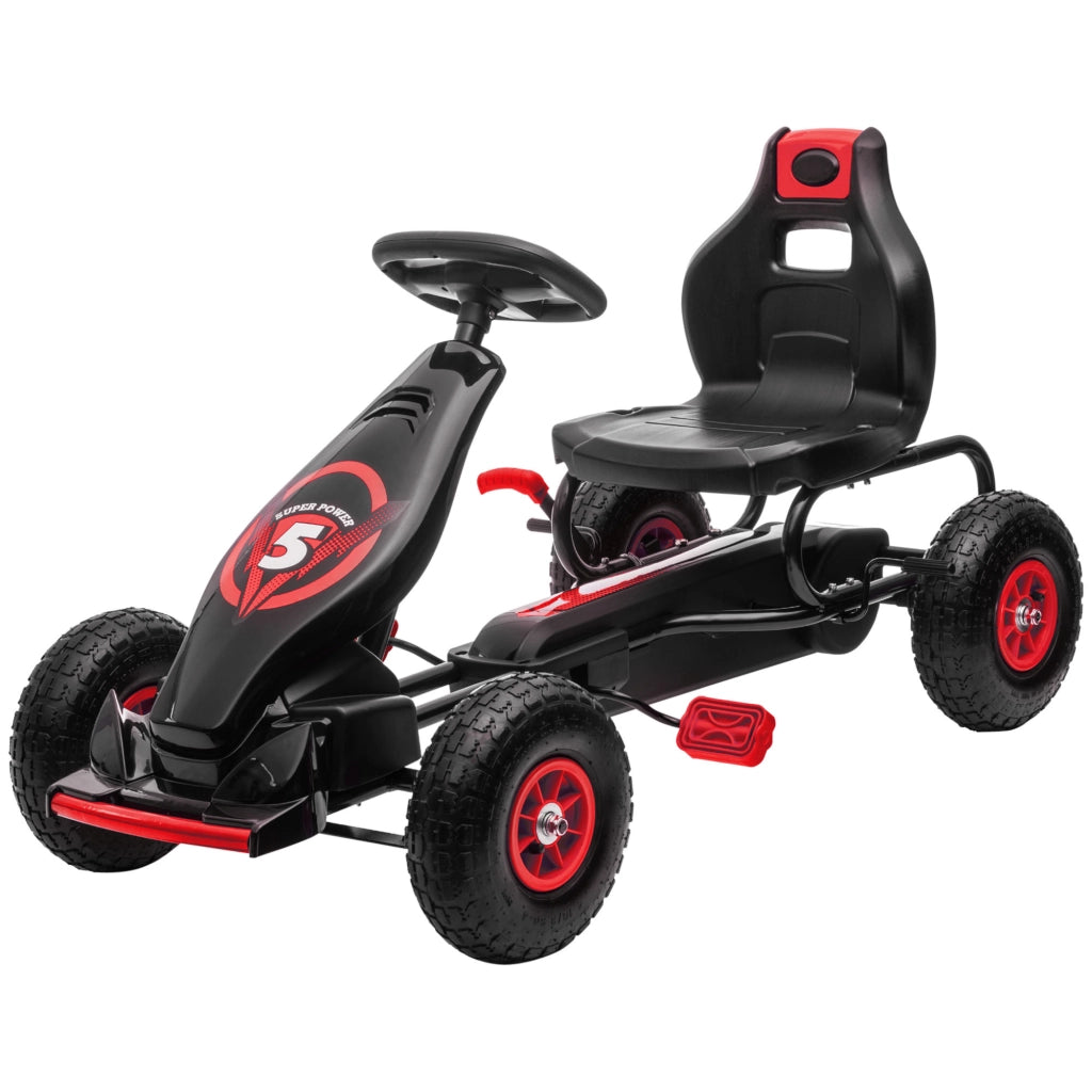 Go Kart a Pedali per Bambini ¨C Zephmum ¨C Rosso, Sedile Regolabile, Ruote Gonfiabili
