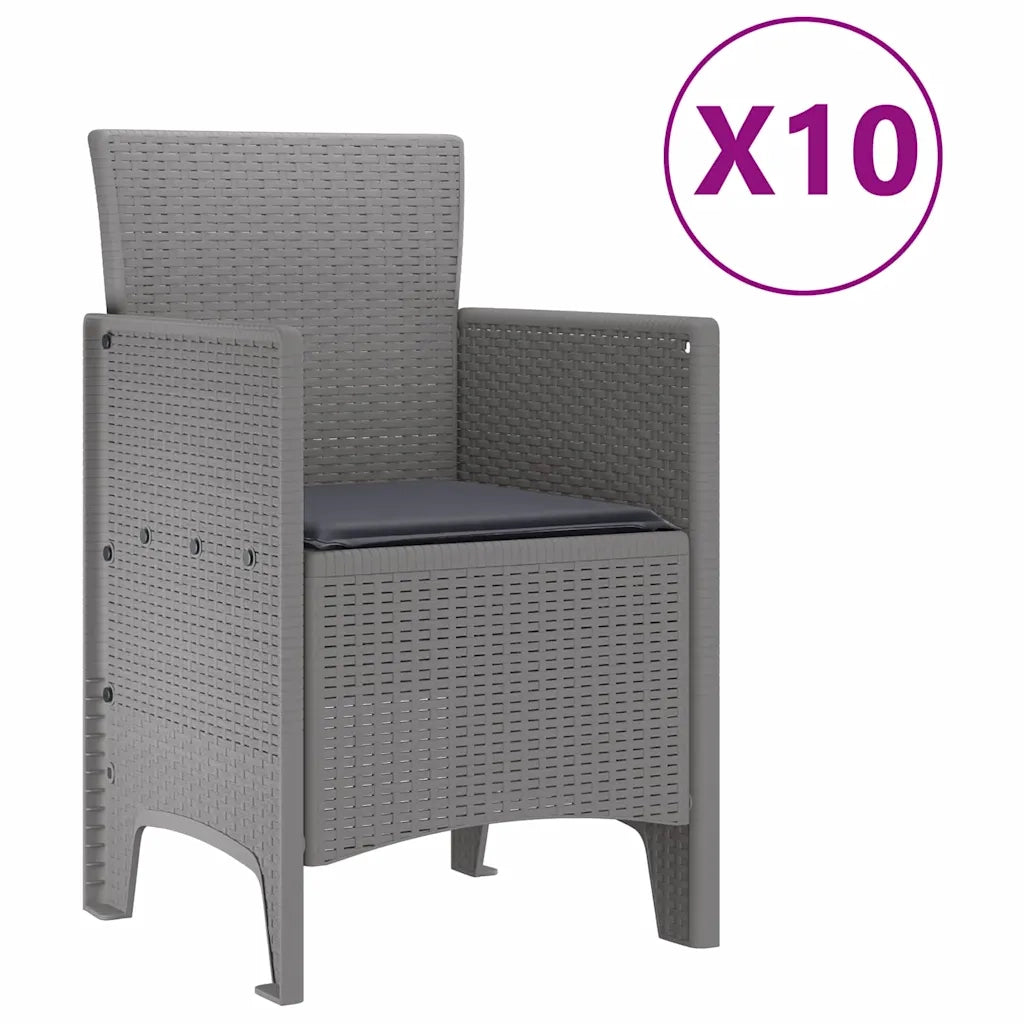 Set da Pranzo per Giardino 11 pcs Grigio chiaro Polipropilene