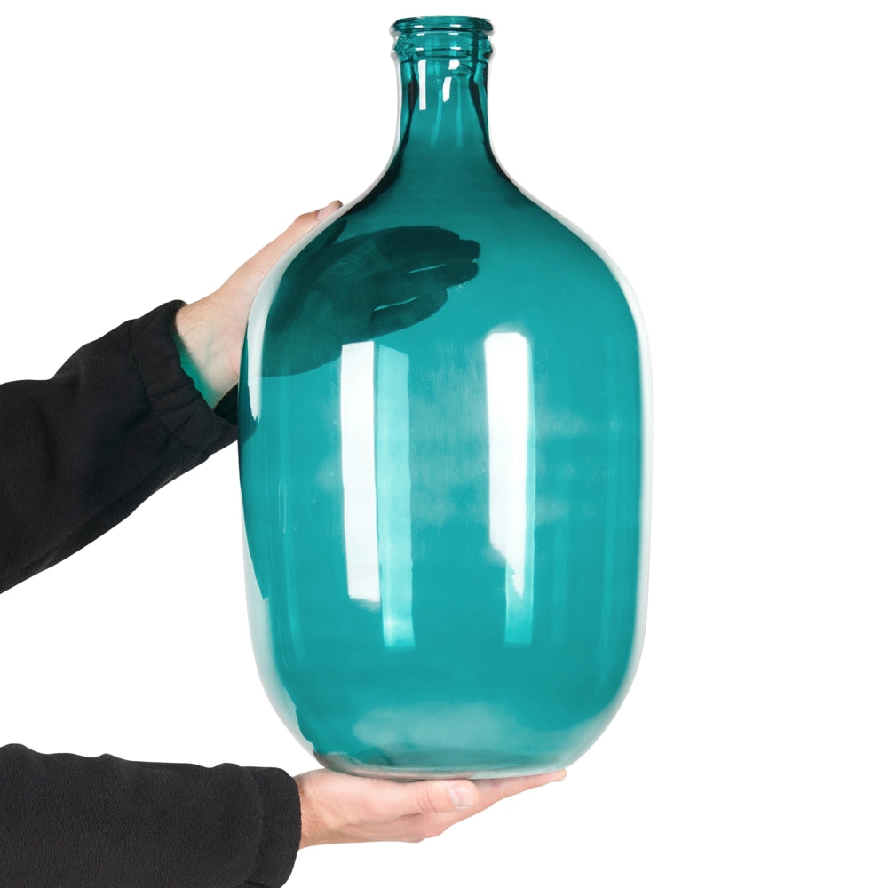 Vaso decorativo in vetro turchese 48 cm decorativo fatto a mano rotondo a forma di bocciolo da tavolo decorazione della casa design moderno