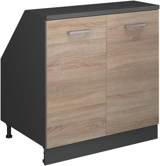 Mobile sottotetto Rion, Sonoma, 80 x 81.6 cm con 2 porte, carcassa 60 cm profondità, adatto per il salvaspazio sotto tetti spioventi
