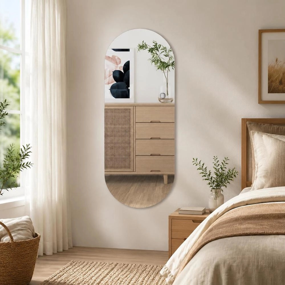 Wall Mirror 35x80 Cm Glass Oval