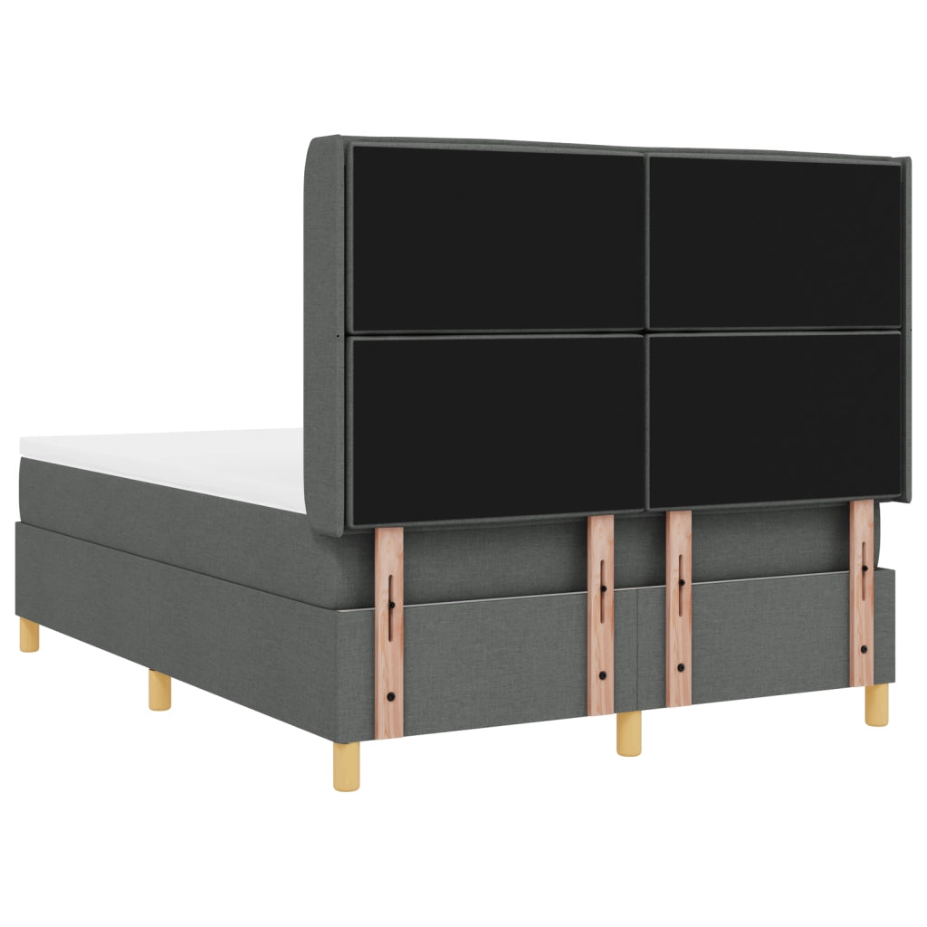 Letto Box Spring con Materasso e LED Grigio Scuro 140x200 cm Tessuto