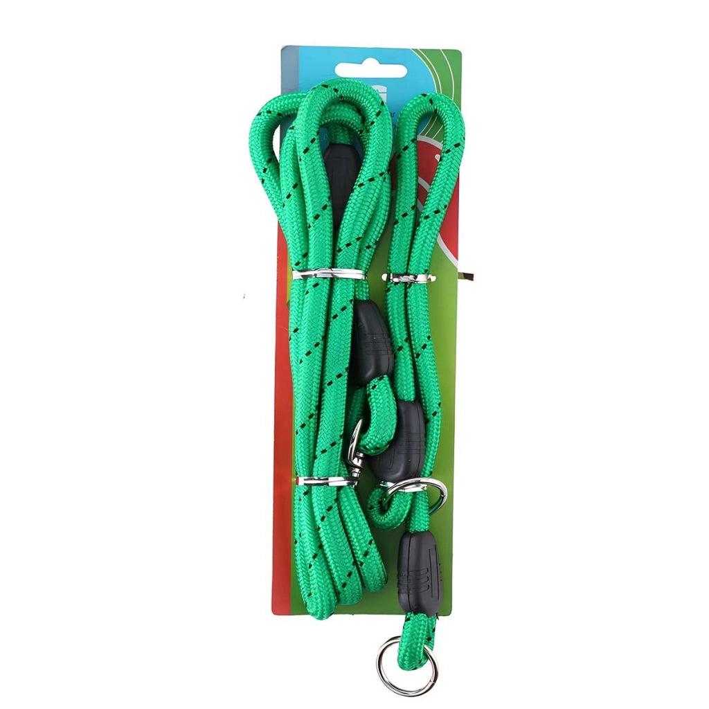Guinzaglio per cani da 150 cm con collare regolabile da 45 cm in corda resistente Verde Inny