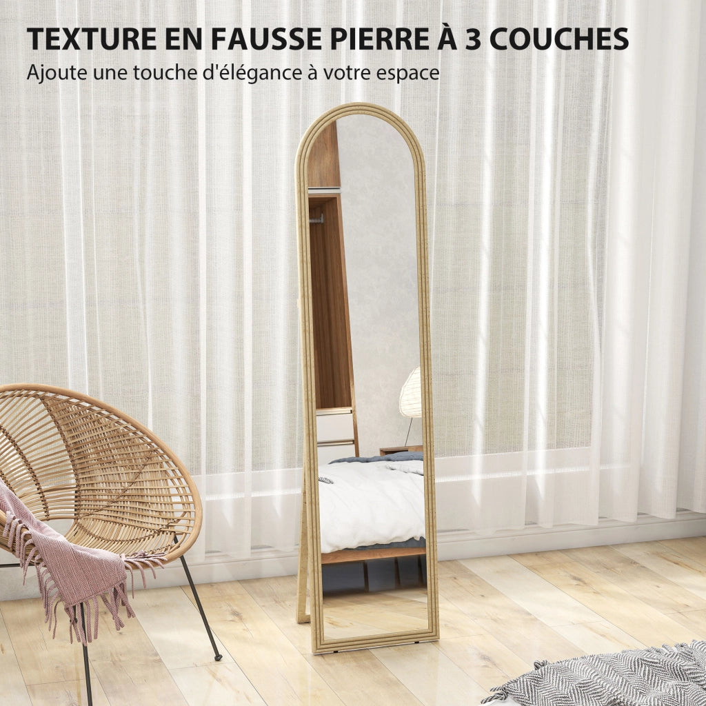 Specchio a Pieno Corpo con Cornice Effetto Pietra ¨C zephmum ¨C Beige 40x160 cm