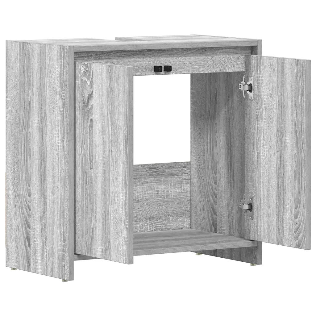 Armadietto Bagno Grigio Sonoma 60x33x61 cm in Legno Multistrato cod mxl 11647