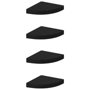 4 pz Scaffali Angolari a Parete | Mensola sospesa Neri 25x25x3,8 cm in MDF
