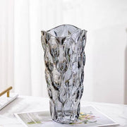 Vaso di vetro spesso, con stile lussuoso a mano libera, decorativo per fiori, matrimoni, arredamento o ufficio (grigio fumo)