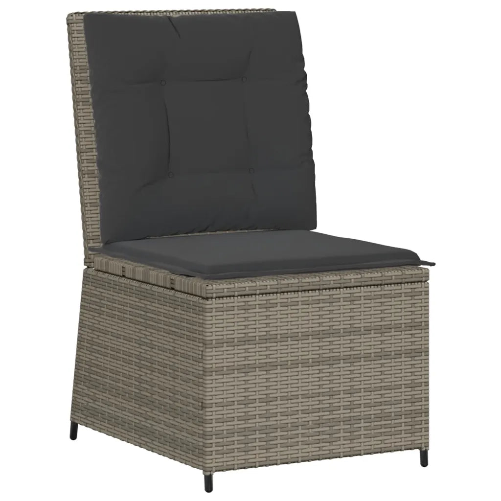 Set Divani da Giardino 5 pz con Cuscini in Polyrattan Grigio