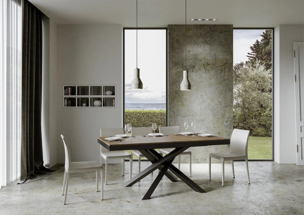 Tavolo allungabile 90x180/440 cm Volta Evolution Noce telaio Antracite