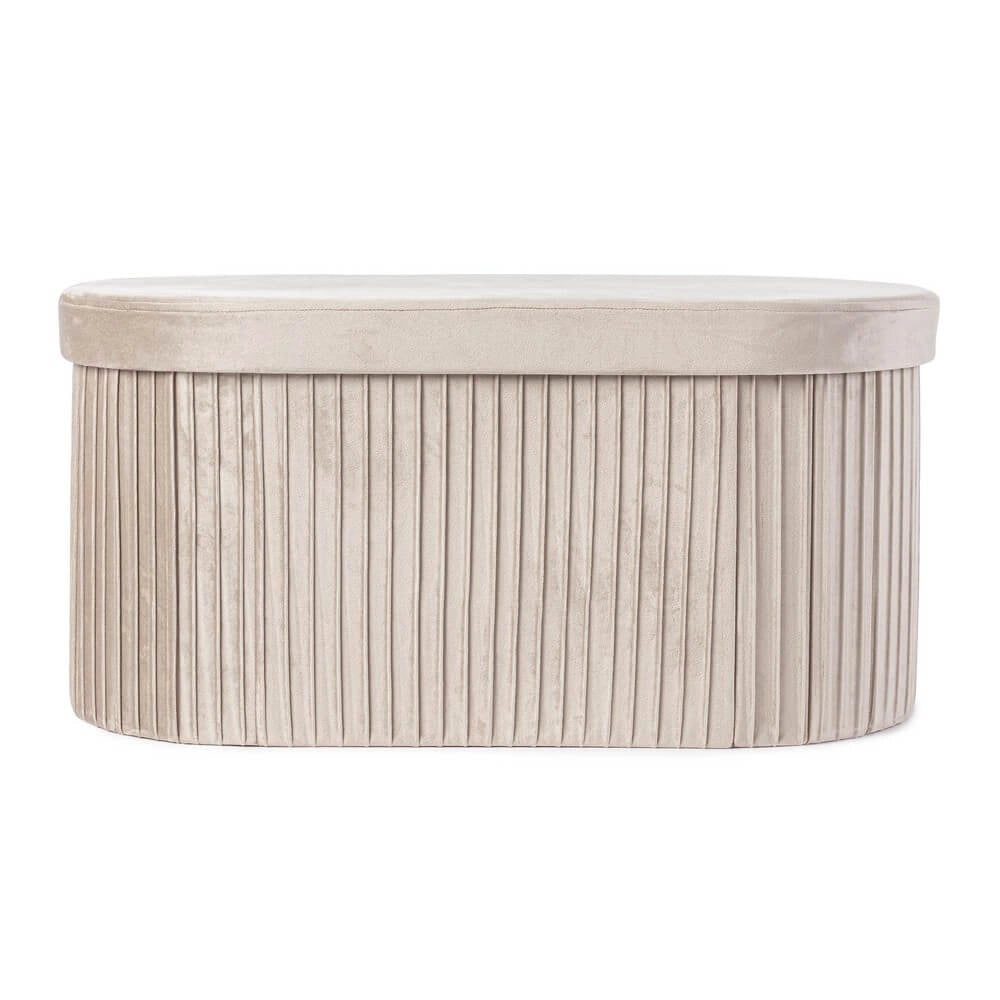Set di 2 Pouf Contenitore Ovale in Velluto Plissettato - HARRIS
