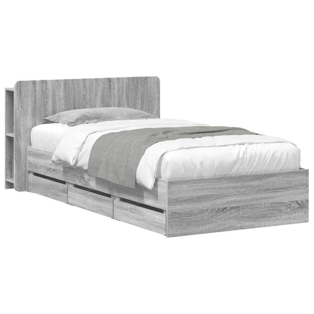 Struttura del letto con stoccaggio e testata Sonoma grigio 3433921