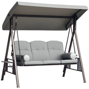 Amaca da giardino 3 posti con cuscini e tetto regolabile ¨C zephmum ¨C 116x206x183 cm grigio chiaro