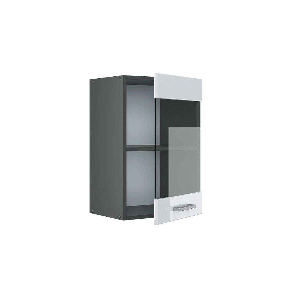 Vicco Mobile da cucina in vetro Bianco lucido 40 cm
