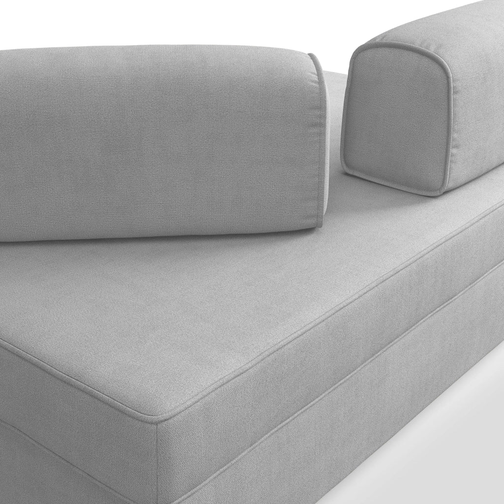 Liberty Divano con pouf estraibile e schienali movibili in tessuto morbido impermeabile T02 200 cm grigio chiaro