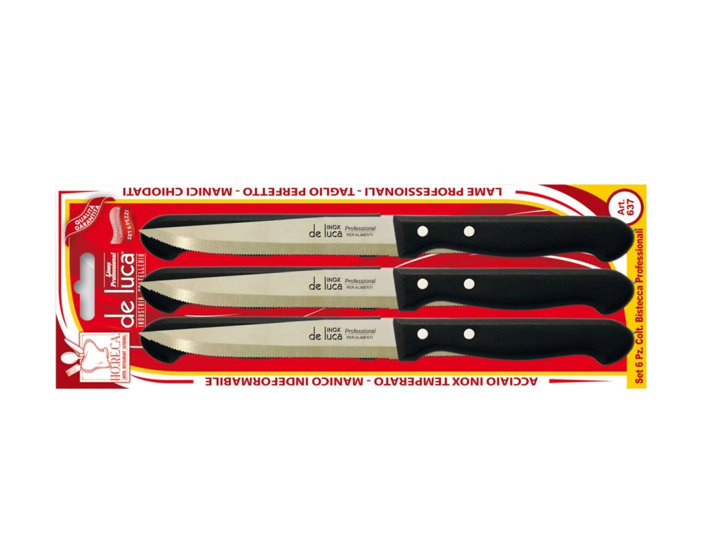 COLTELLI DA BISTECCA Lama 11 cm - blister 6 pz - DE LUCA COLTELLERIE