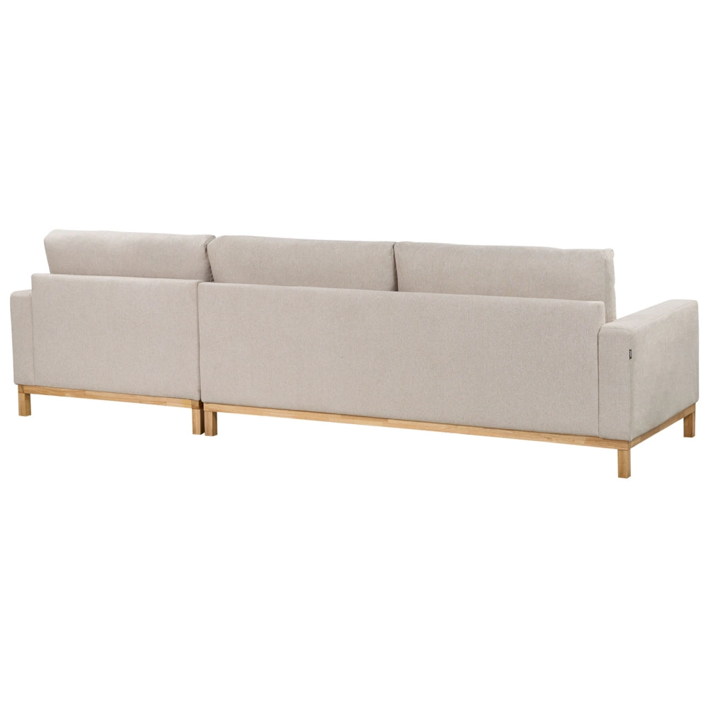Divano angolare Rivestimento in tessuto beige Gambe in legno lato sinistro stile elegante