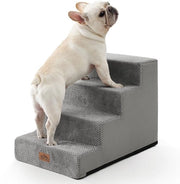 Trappola per cani Cozy Kiss, scala a 4 gradini per cani piccoli, per letto, divano, auto, altezza 45 cm, trappola per gatti in schiuma di alta qualità con copertura rimovibile (grigio, 60x45x45cm, 4)