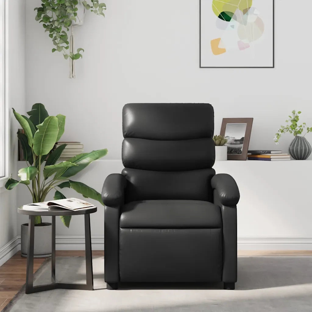 Divano Sedia-Poltrona Reclinabile Nera in Similpelle 612438
