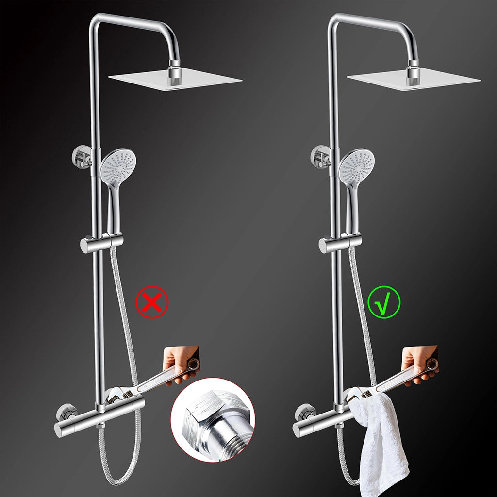 Colonne doccia cromo, soffione doccia quadrato 20x20cm acciaio inox, miscelatore termostatico doccia tondo antiscottature