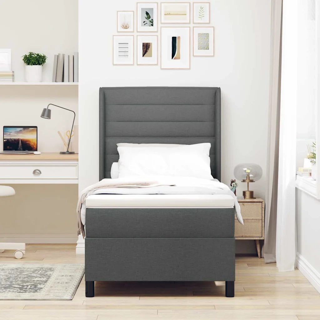 Letto a Sorgente LED Grigio scuro 80 x 200 cm Tessuto
