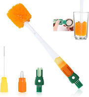 Pulitore a 5 in 1 per bottiglie - Testa a spazzola - Manico lungo - Multifunzionale - Per bottiglie termoresistente, bottiglie per latte e bottiglie da drink