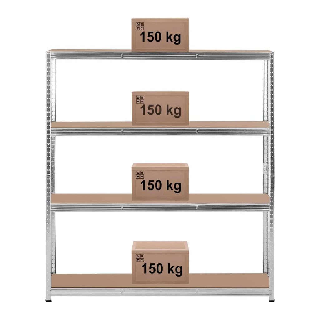 Scaffalatura per carichi pesanti 160 x 40 x 180 cm portata 4 x 150 kg robusta attrezzi da garage/officina grigia 14_0005179