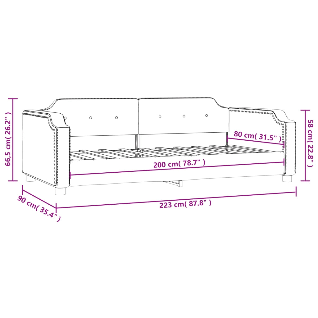 Letto da Giorno Tortora 80x200 cm in Tessuto