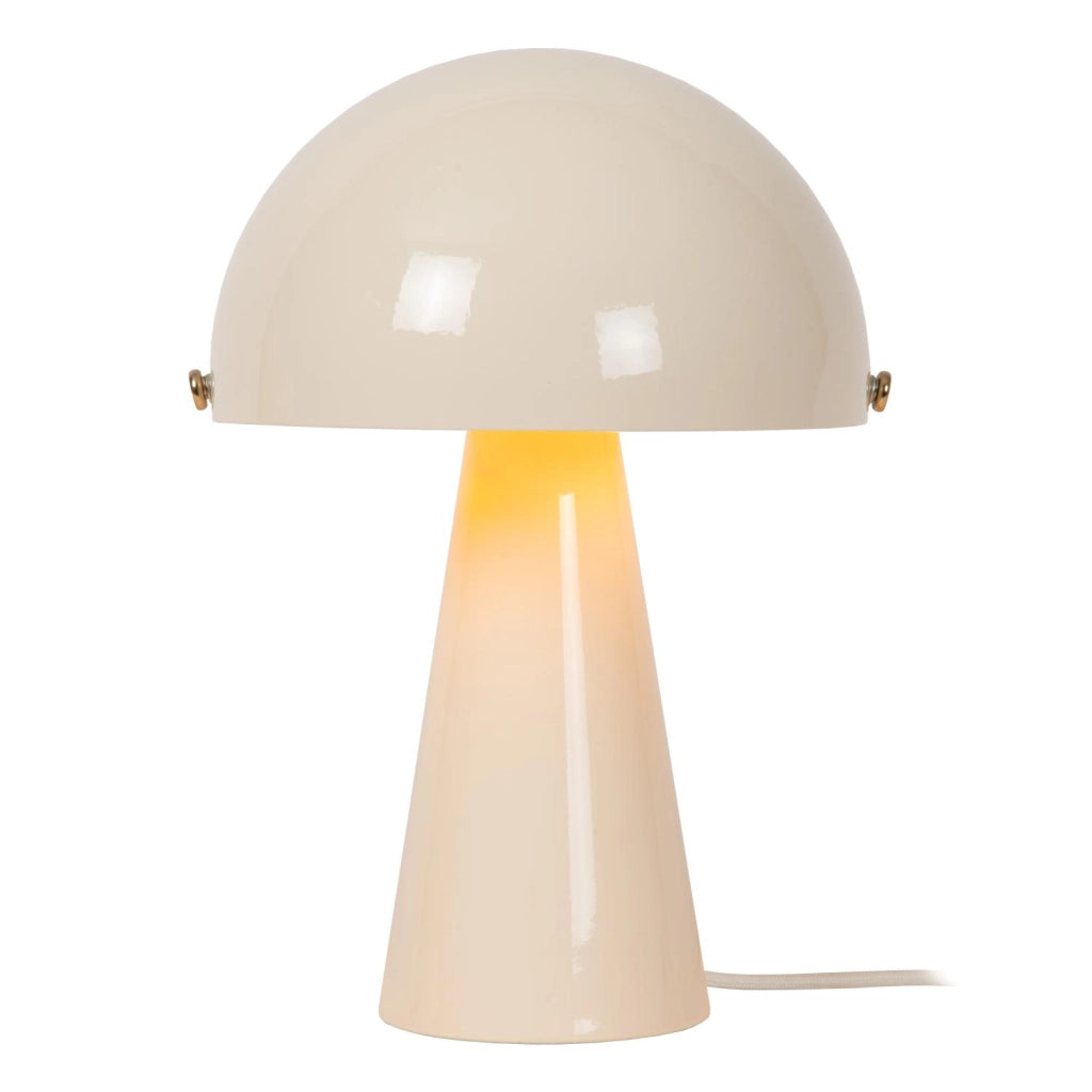 Lampada da tavolo BARONE 1xE27 crema metallo fungo