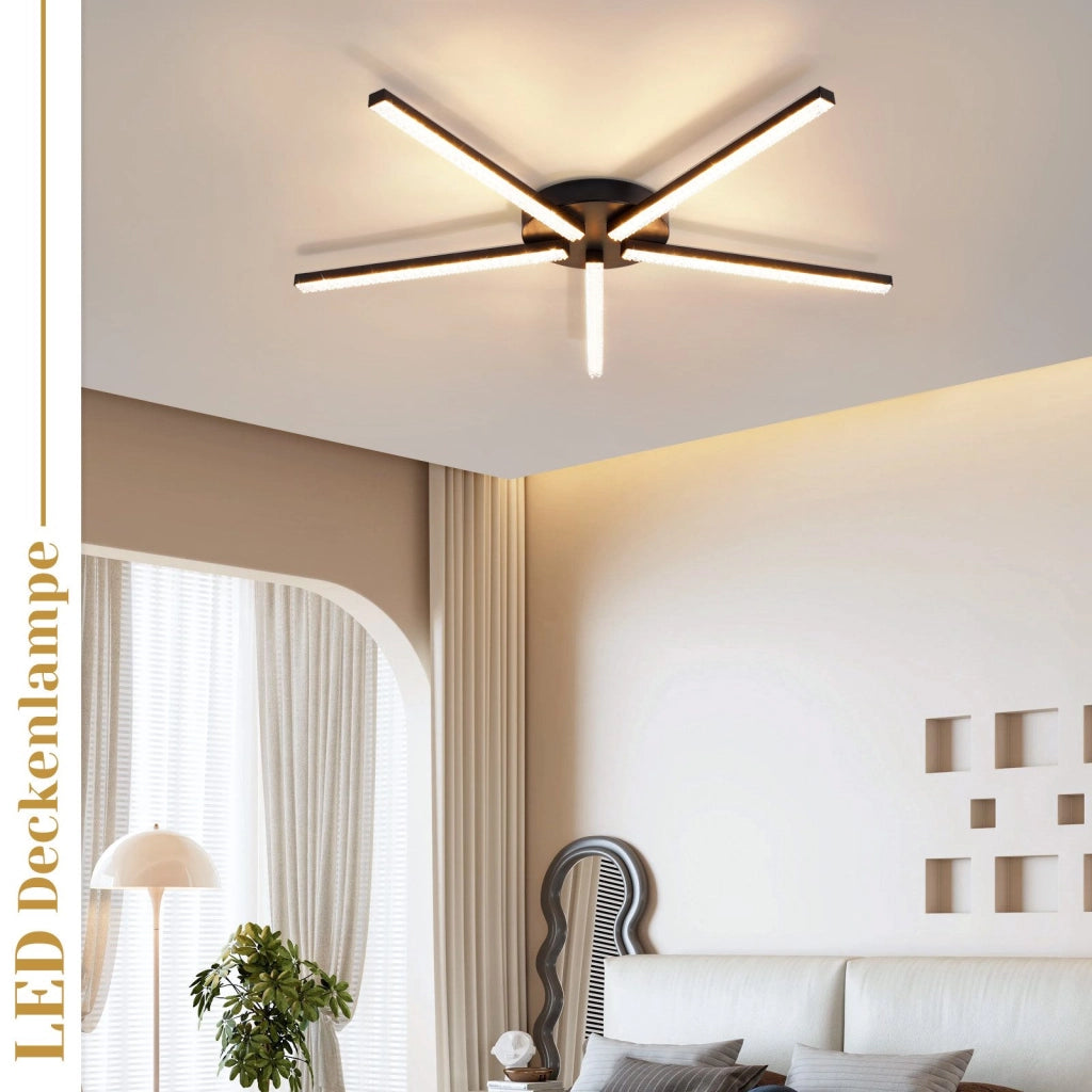 ZMH Lampada da soffitto plafoniera LED nera 24W 3000K moderna metallo cristallo per soggiorno corridoio cucina