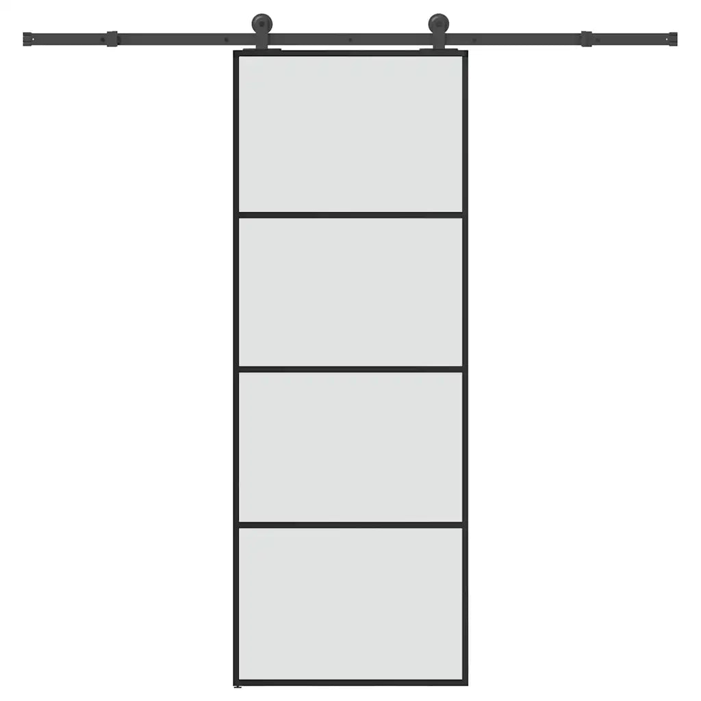 Porta Scorrevole con Ferramenta 76x205cm Vetro ESG Alluminio