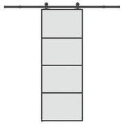 Porta Scorrevole con Ferramenta 76x205cm Vetro ESG Alluminio