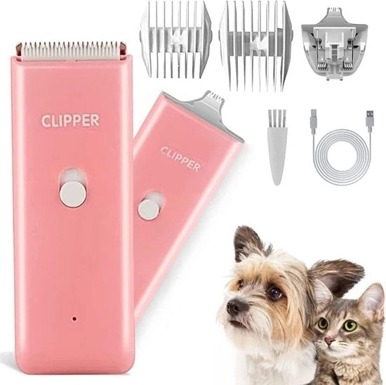 Clipper per animali da taglio con 2 lame per capelli di animali domestici, taglia capelli animali da casa con caricabatteria senza fili per cani gatti conigli (rosa+lama sottile)