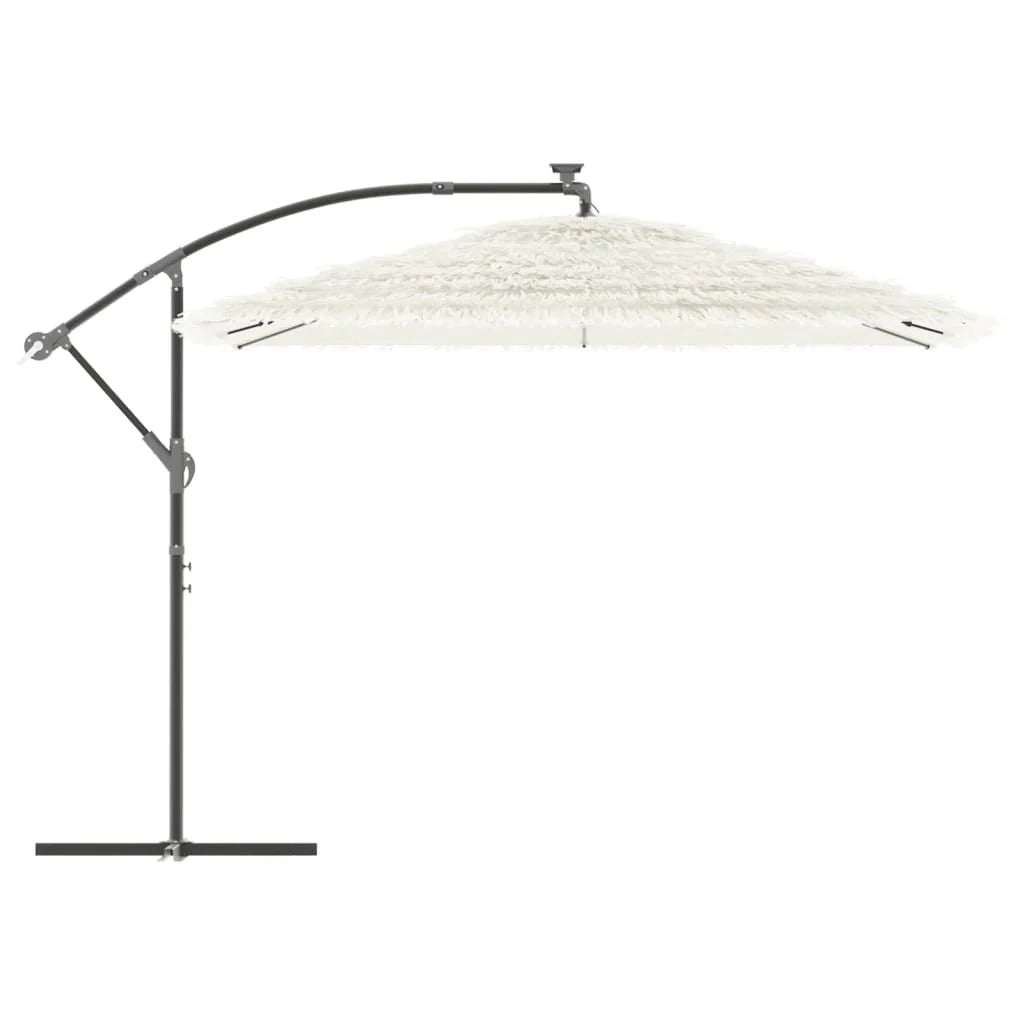 Ombrellone da giardino in poliestere con palo in acciaio 290 x 290 x 238 cm robusto moderno protezione UV bianco 02_0056384