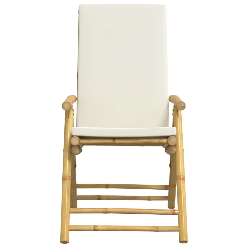 Set da Bistrot Pieghevole 3 pz Cuscini Bianco Crema in BambÃ¹