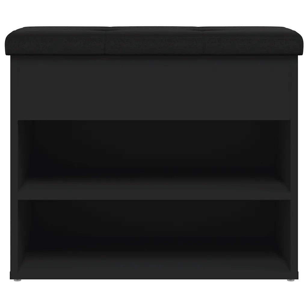 Panca Porta Scarpe Nera 62x32x50 cm in Legno Multistrato