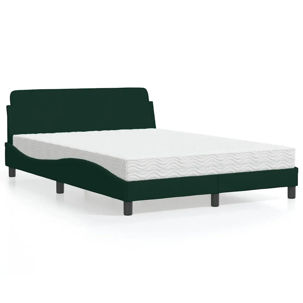 Letto con Materasso Dover Verde Scuro 140x200 cm in Velluto 3208414